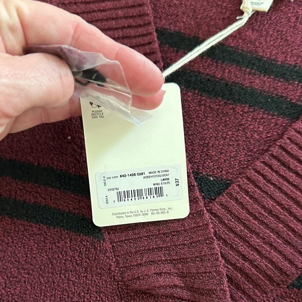 A New Approach  Deep V-Neck Sweater in Maroon and Black NWT - Picture 5 of 9